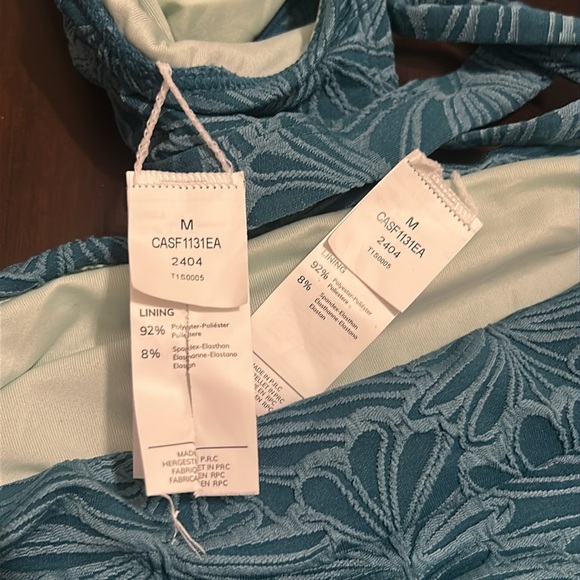 CUPSHE Cyan High Waisted Scalloped V Neck Bikini Set Women Size M NWOT - Picture 8 of 13